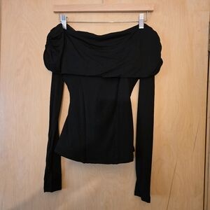 TA3 Shapey Off-Shoulder Long Sleeve Top NWOT Black Size Small With Corset Lacing